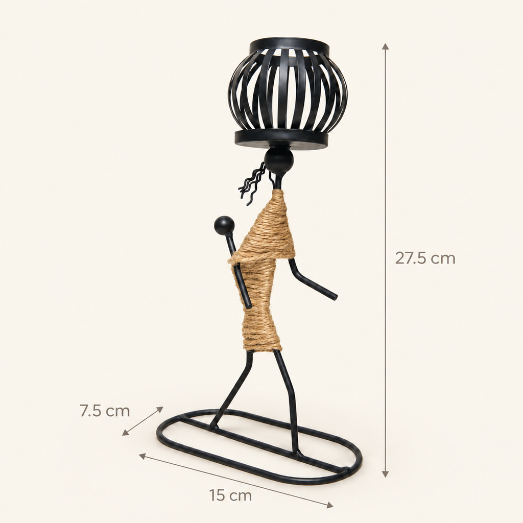 Figure Candlestick dimensions: 27.5 cm height, 15 cm base length and 7.5 cm base depth