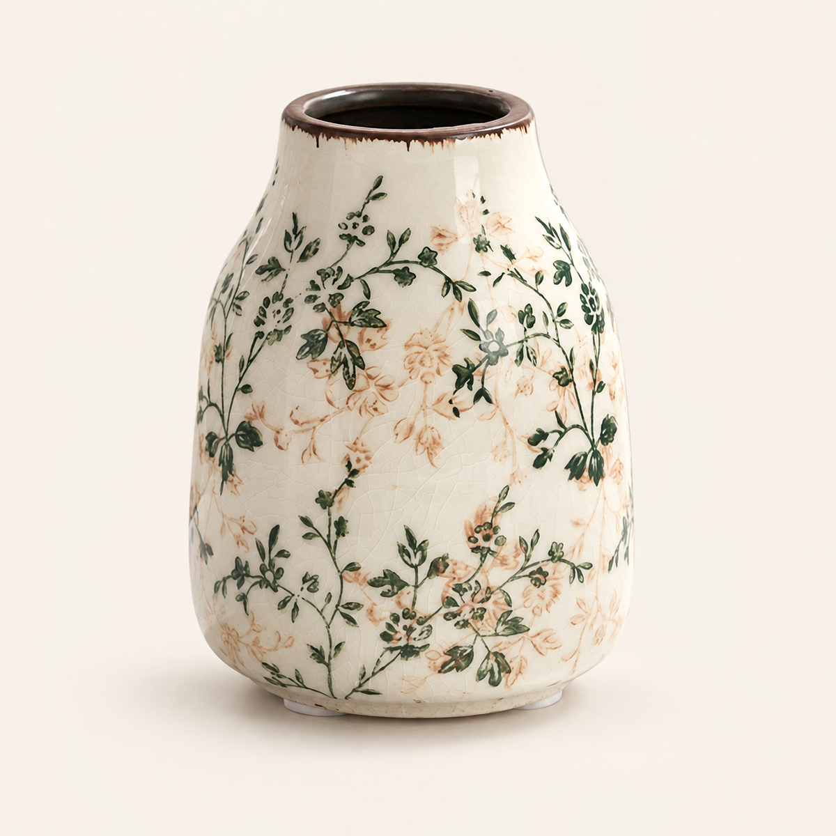 Crackle Ceramic Vase — Design M, on warm cream