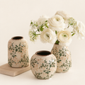 Crackle Ceramic Vase Set of 3 — Cylinder, Tapered and Round