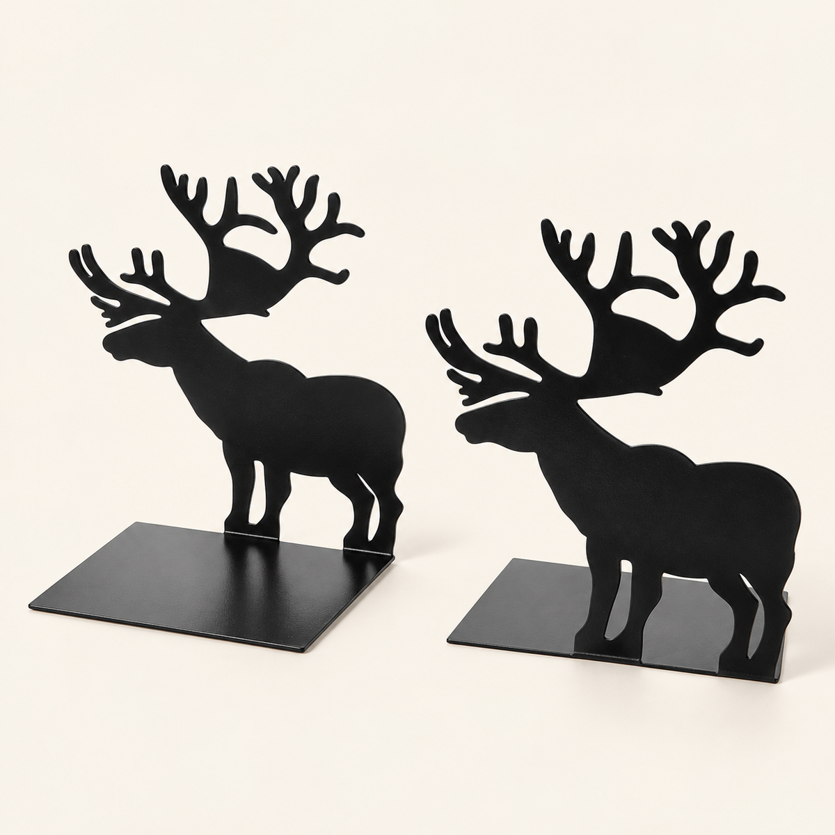 Decorative Cutout Bookends — Moose, on warm cream