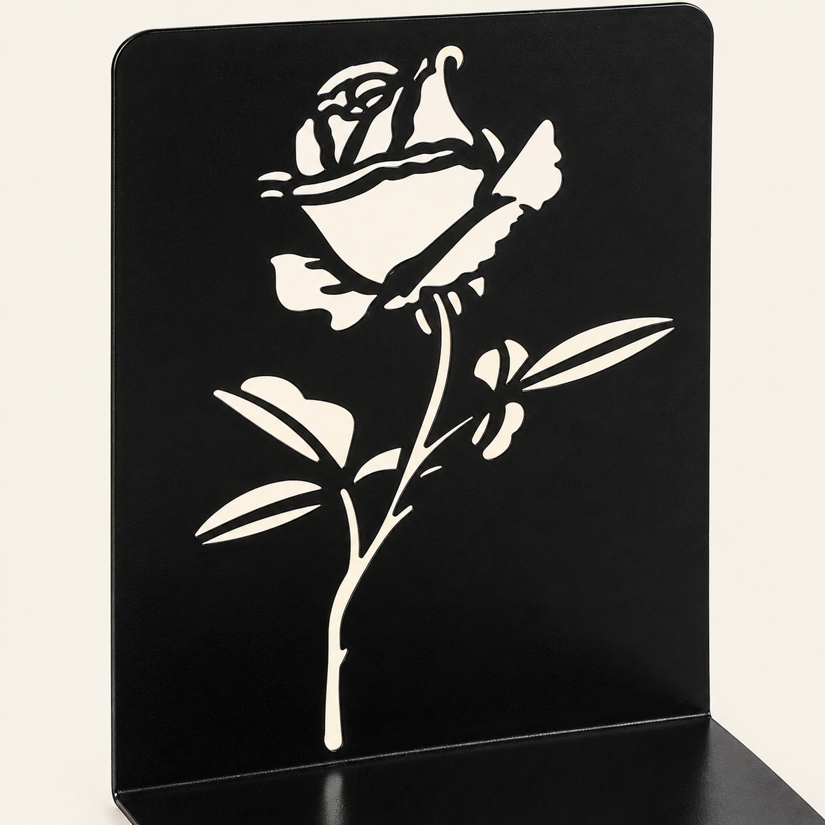 Rose bookend close detail of floral cutout