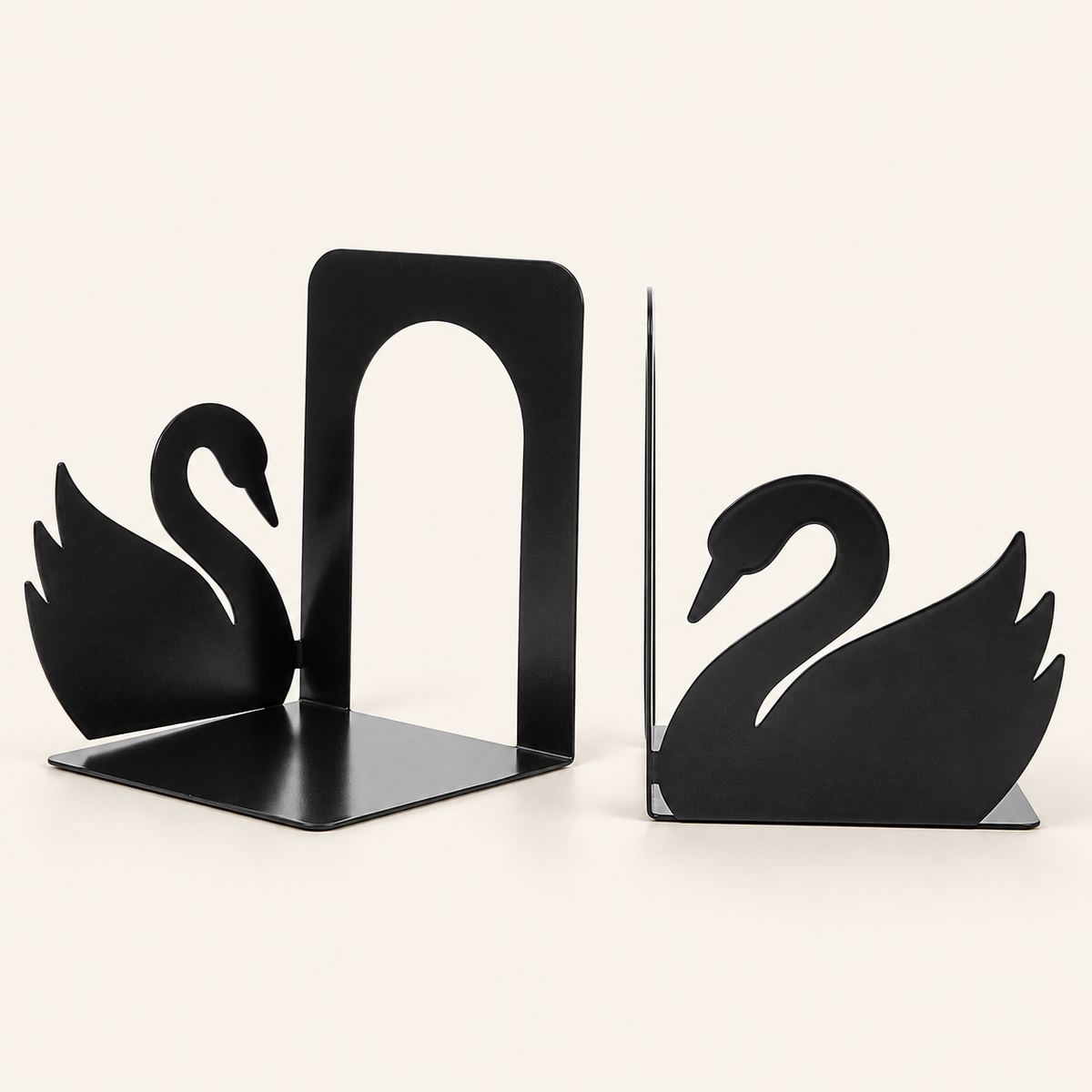 Decorative Cutout Bookends — Swan, on warm cream
