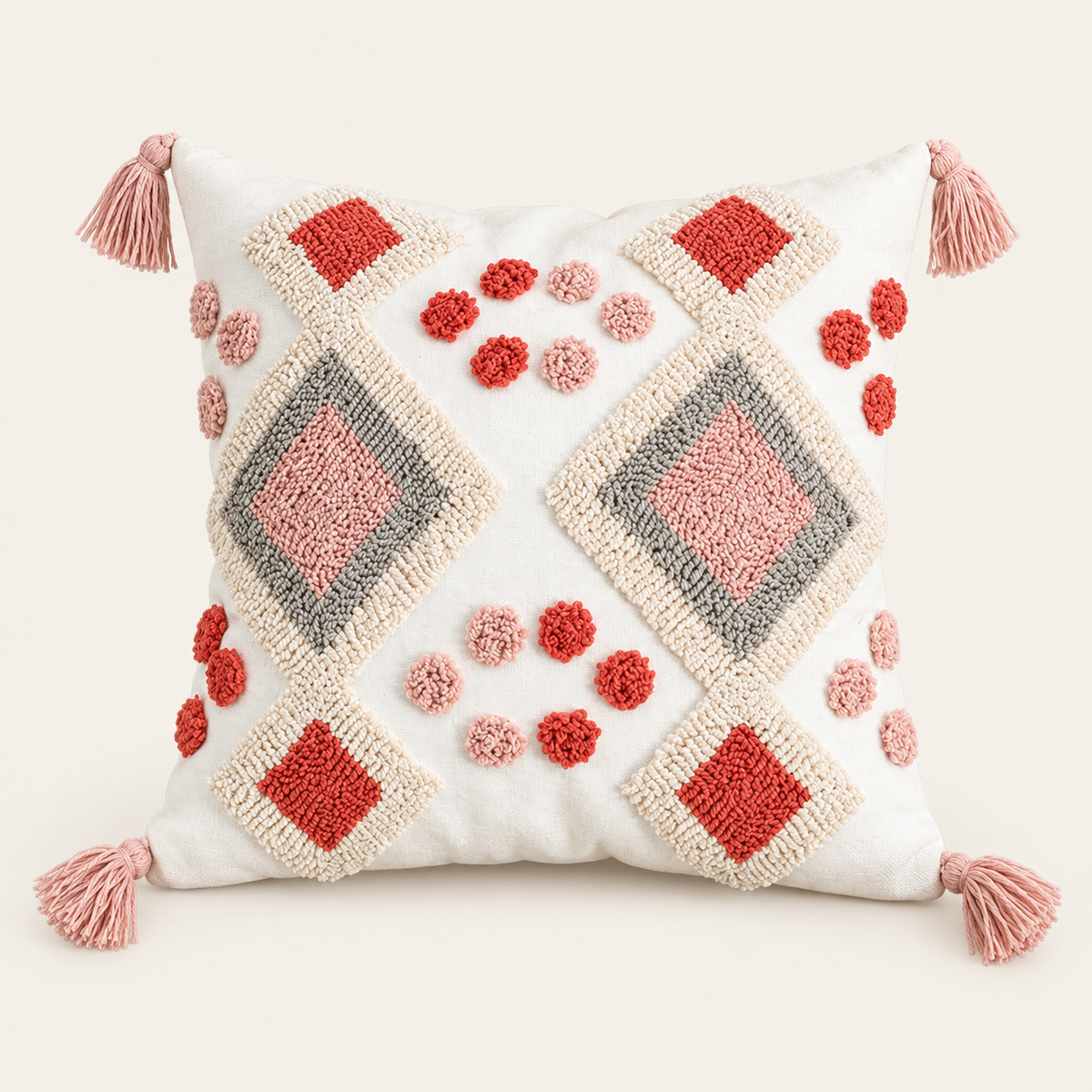 Loop tufted cushion cover 04 on a warm cream background