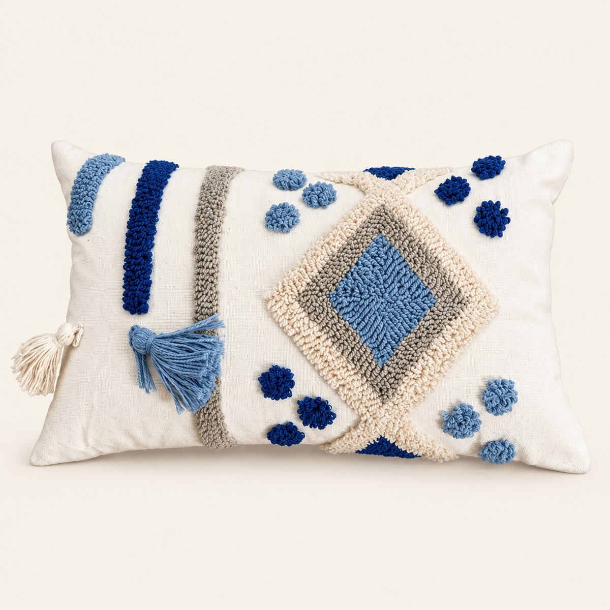 Loop tufted cushion cover 08 on a warm cream background