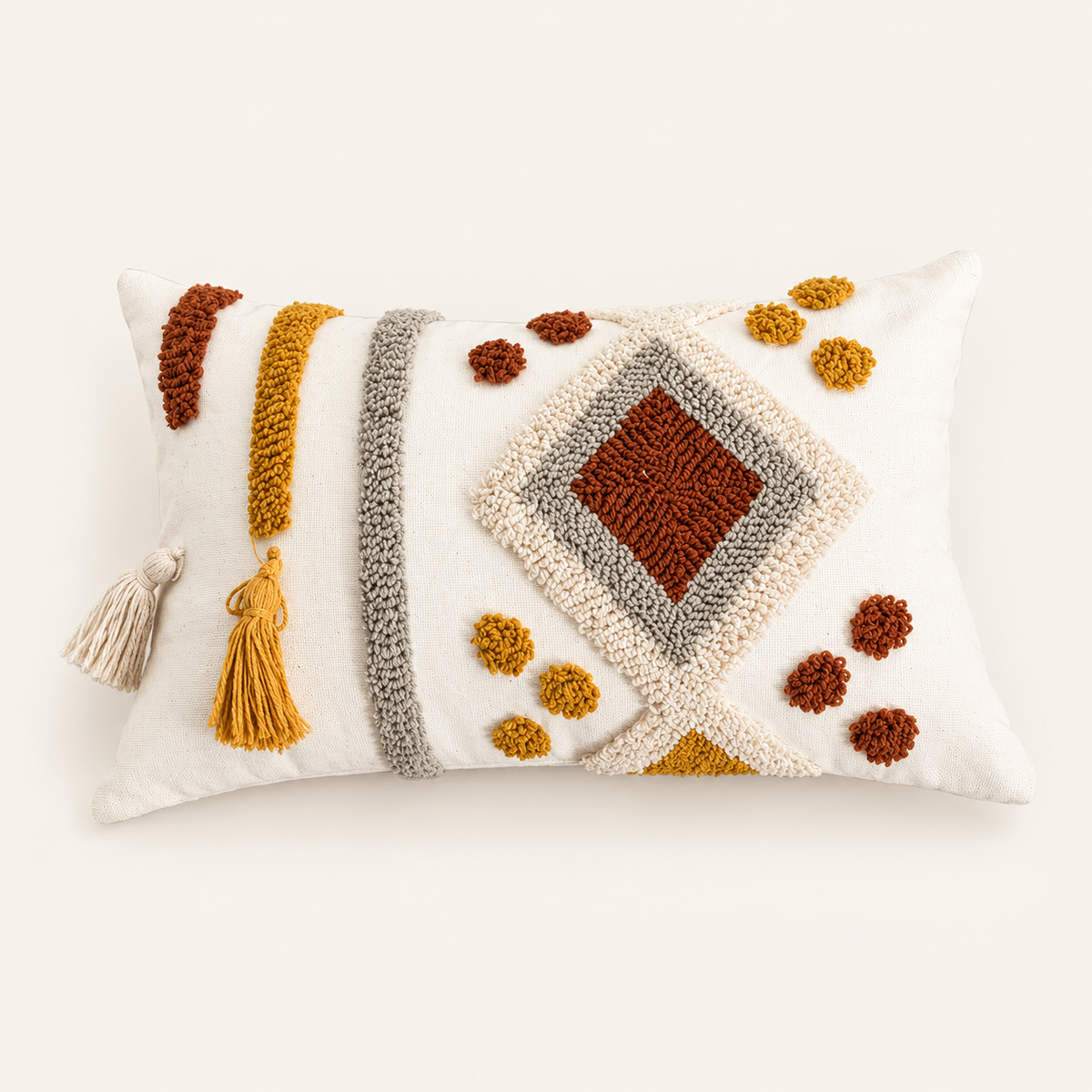 Loop tufted cushion cover 09 on a warm cream background