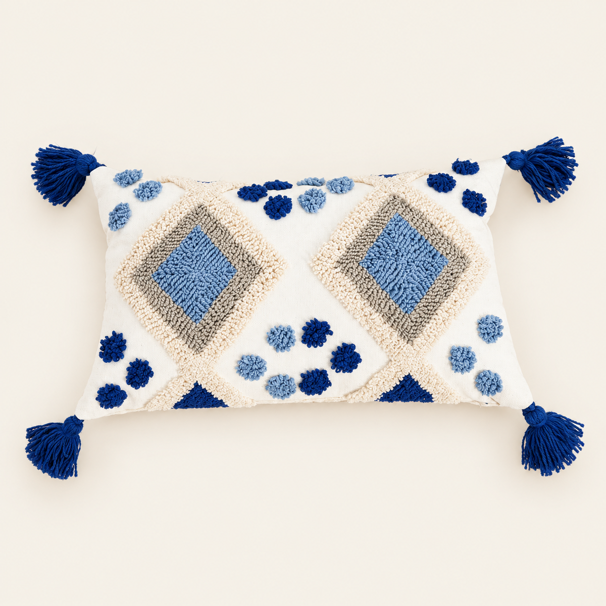 Loop tufted cushion cover 10 on a warm cream background