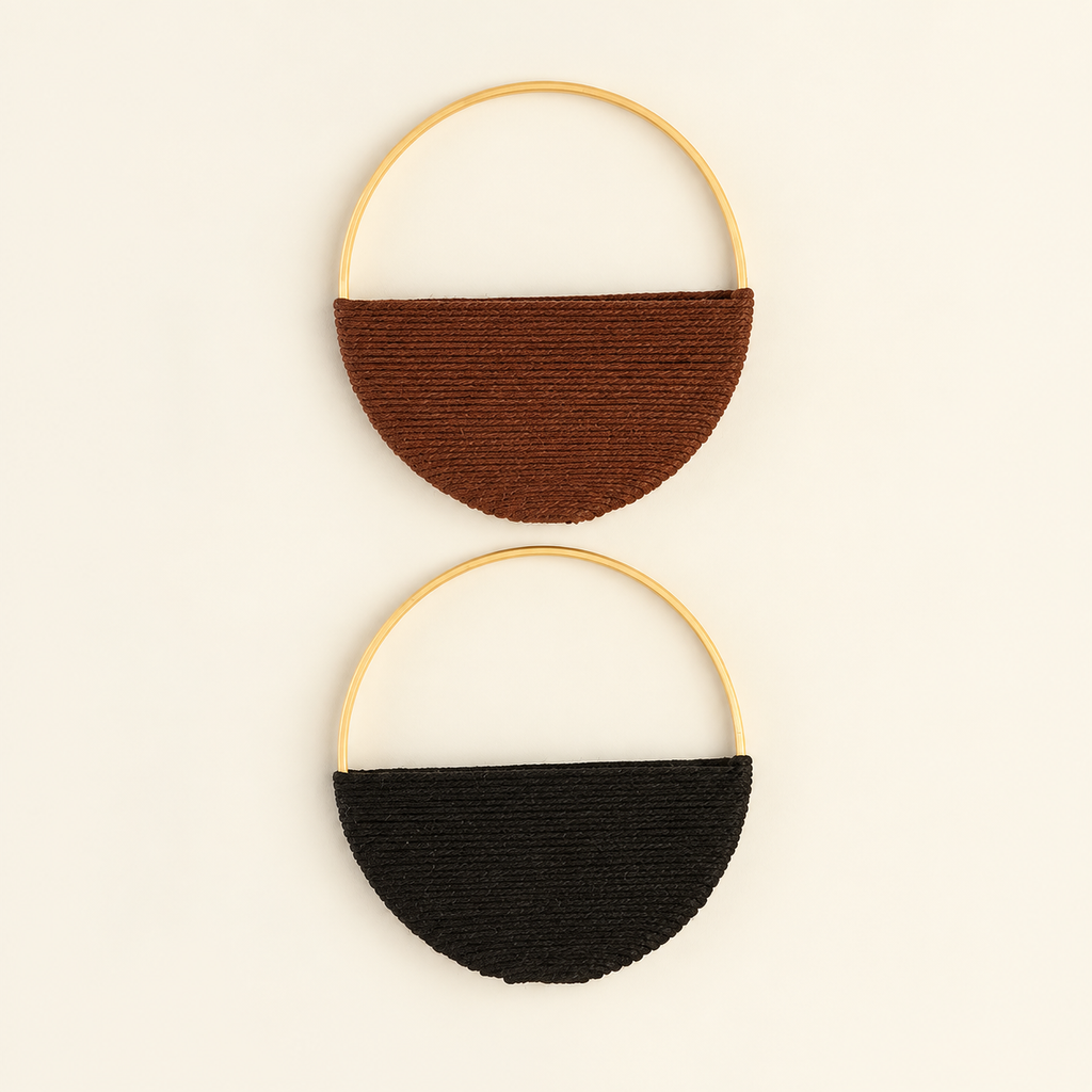Woven hoop wall hanging M01415 on a warm cream background