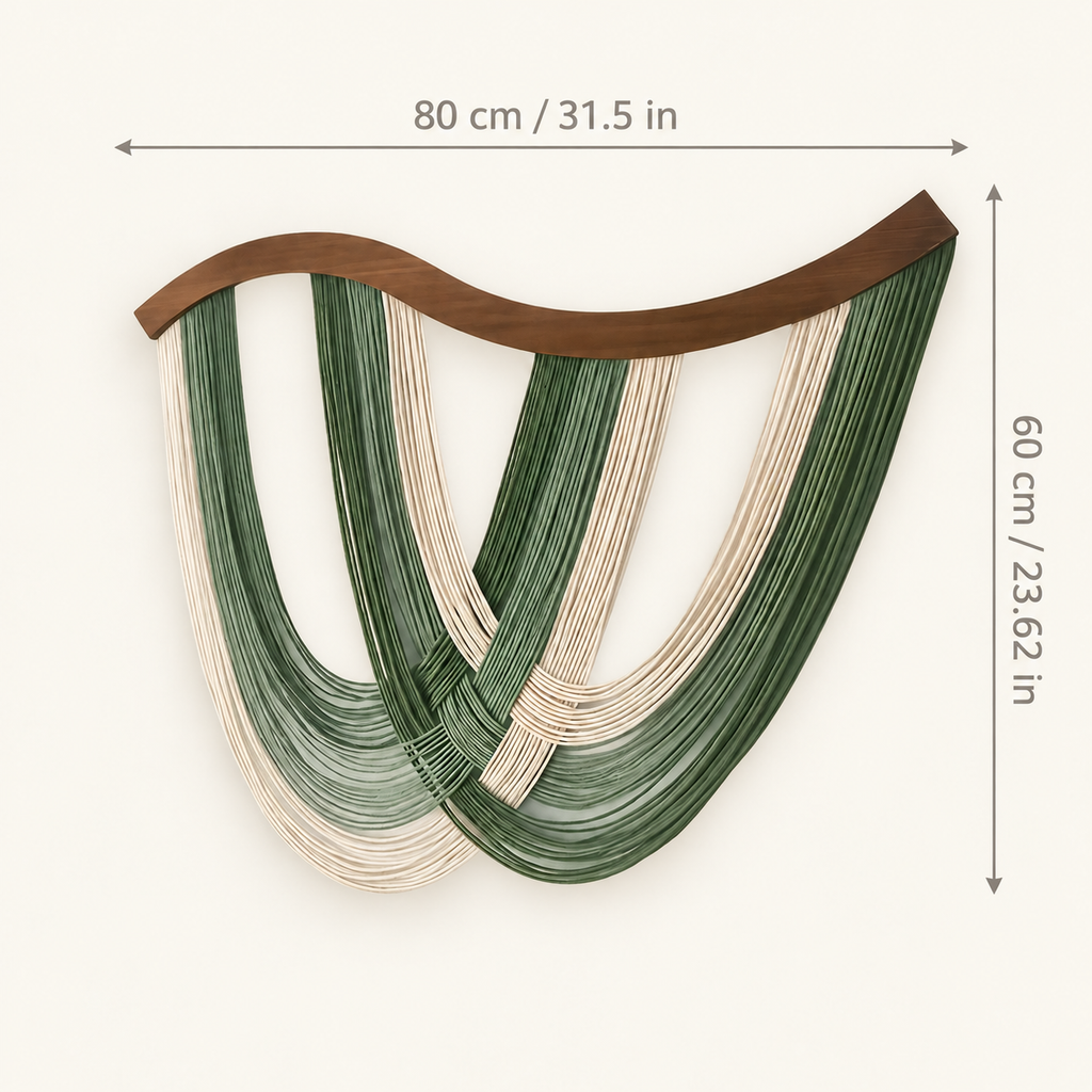 Wavy Wall Hanging dimensions: 80 cm / 31.5 in width and 60 cm / 23.62 in height