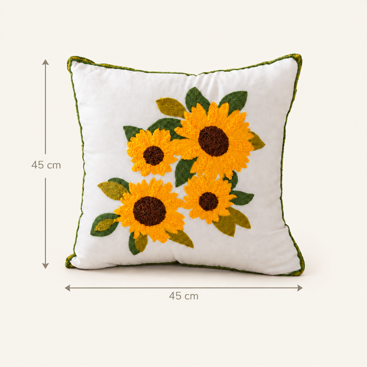 Four Sunflowers cushion cover nominal dimensions: 45 by 45 cm; insert excluded