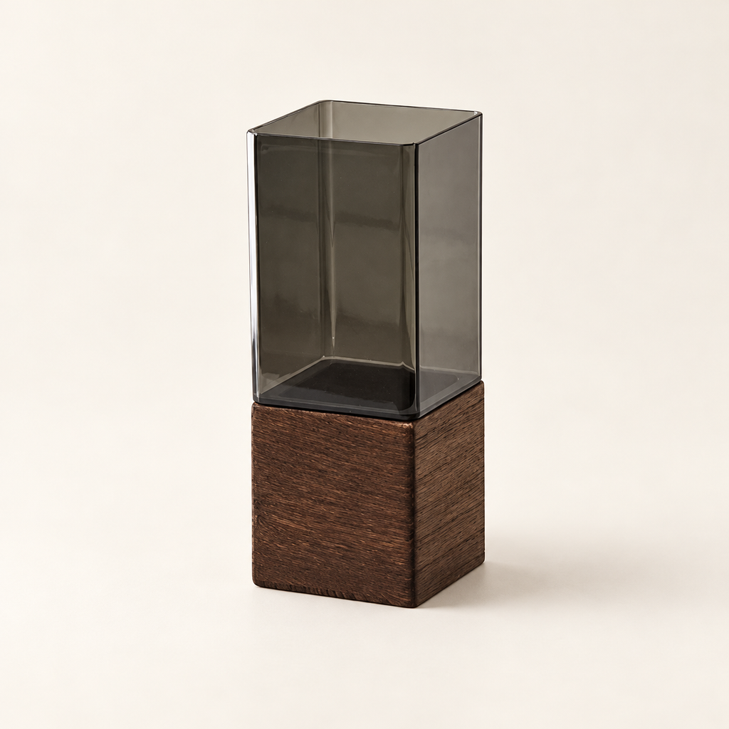 Smoke acrylic vase with base — hero