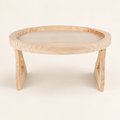 Round Pine Sofa-Side Tray