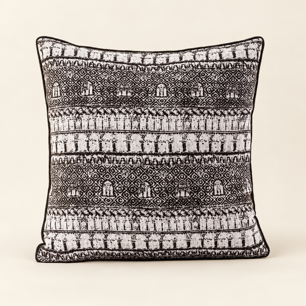 Abstract Jacquard Square Cushion Cover