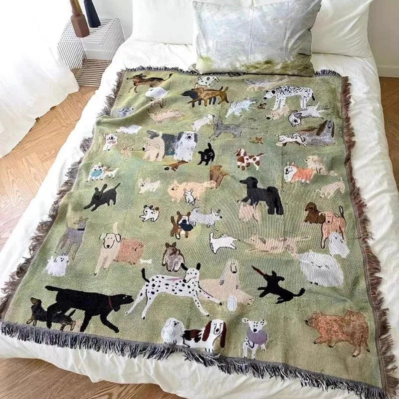 Illustrated Fringe Throw