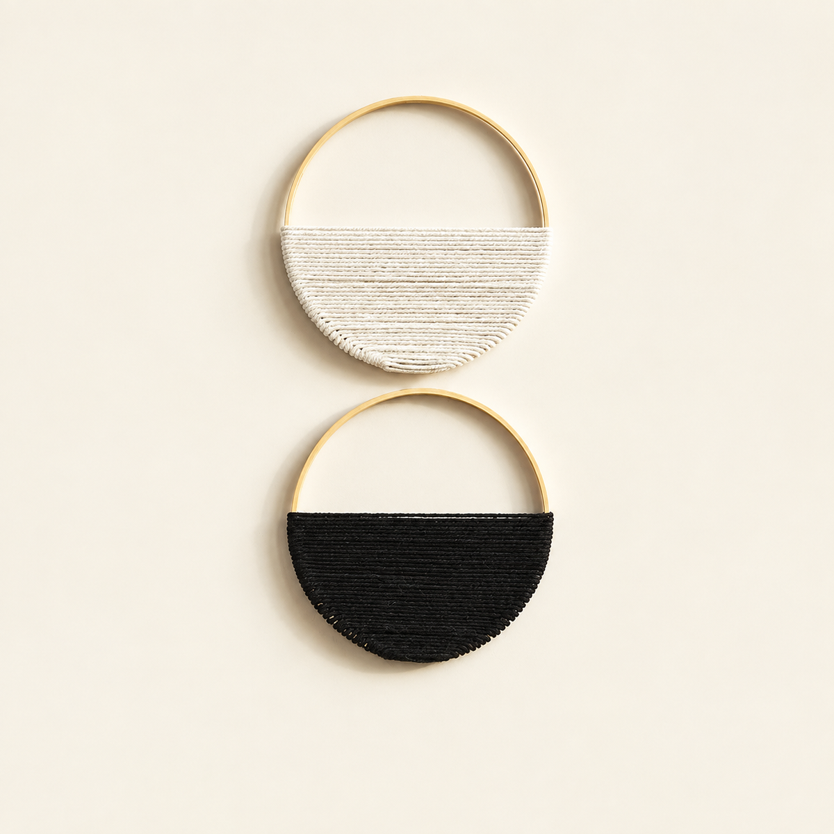 Gold Hoop Woven Wall Hanging Duo — selected product on a cream background