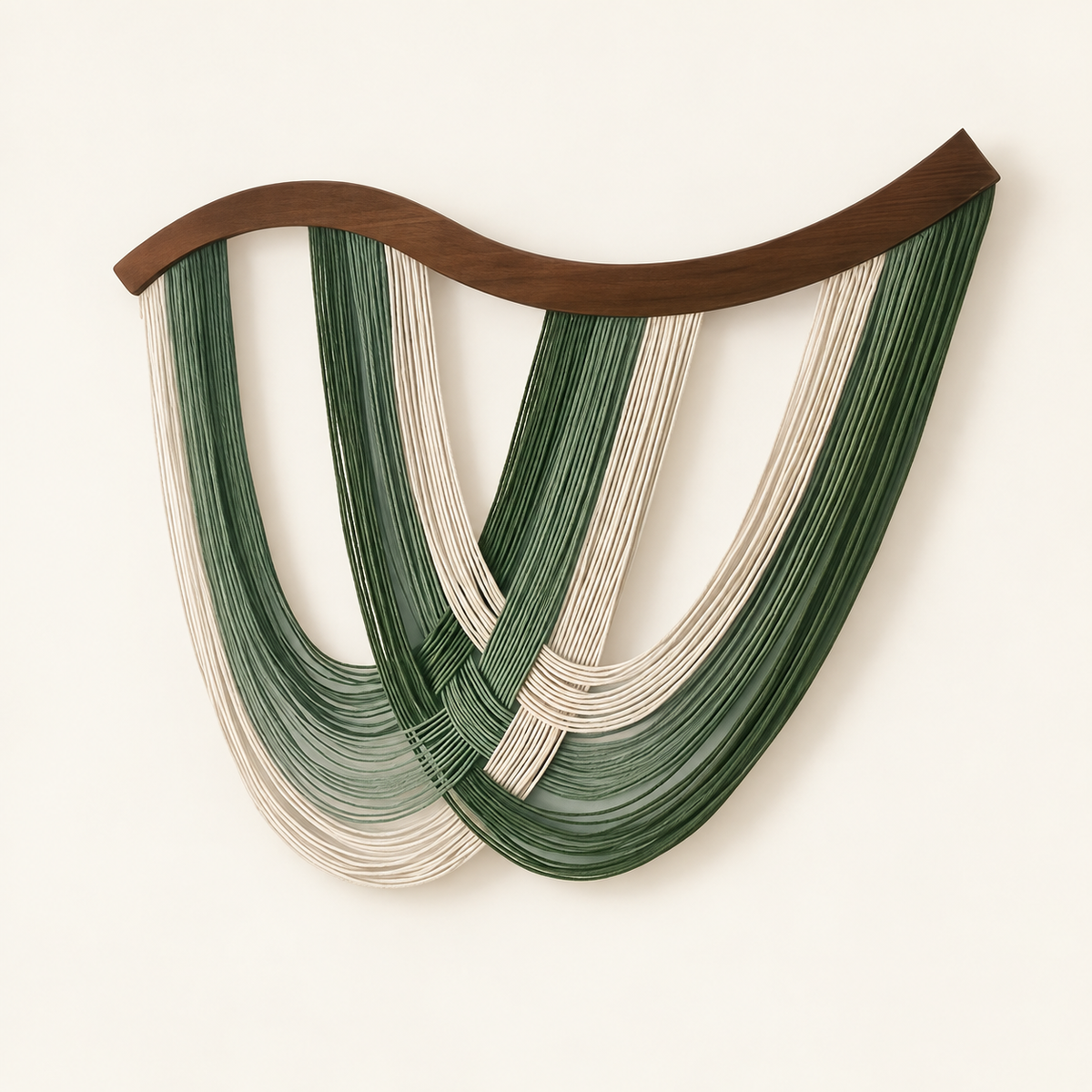 Green and Cream Wavy Wall Hanging — selected product on a cream background