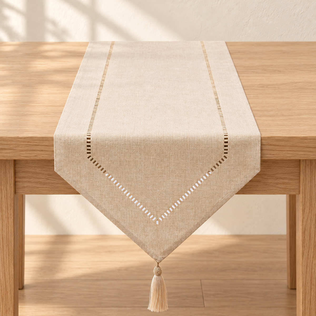 khaki tassel runner