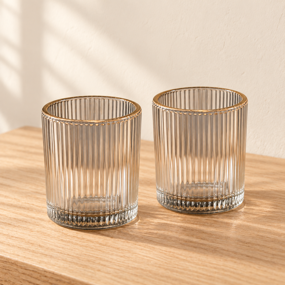 ribbed votive pair